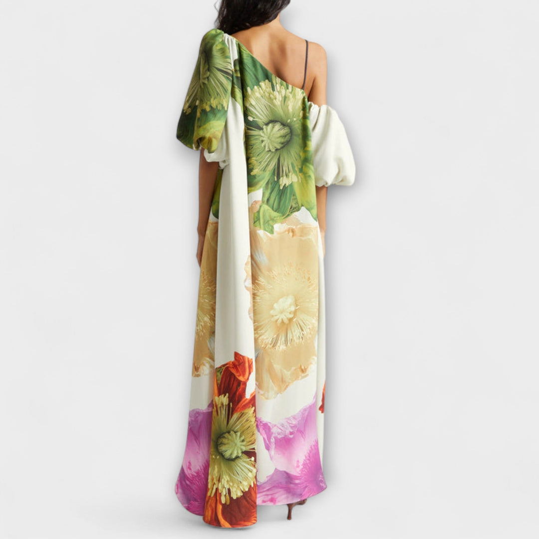 Melody - Robe longue asymétrique à fleurs