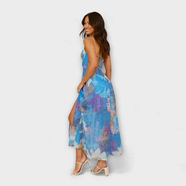 Audrey - Abito da Donna con Spalline e Stampa Floreale - Elegante e Seducente