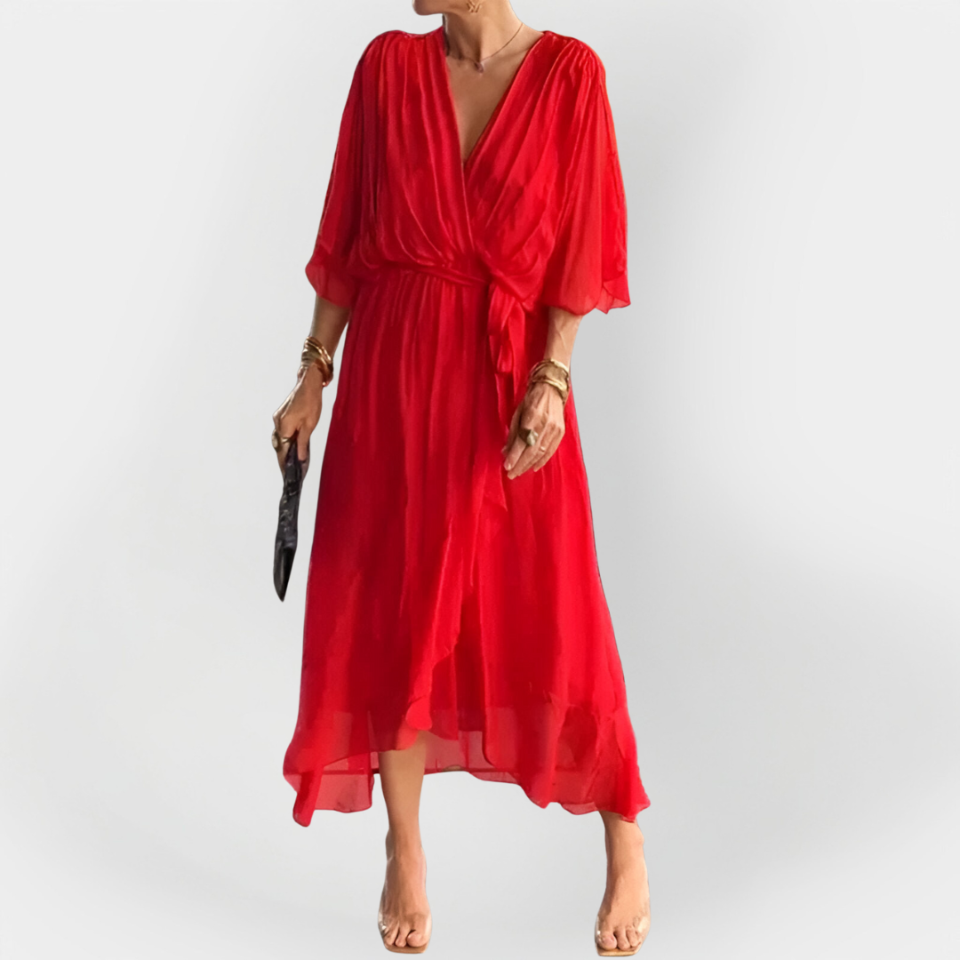 Abito in Chiffon con Scollo a V