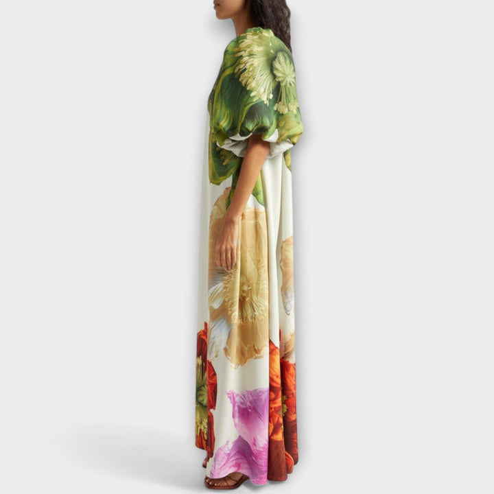 Melody - Robe longue asymétrique à fleurs