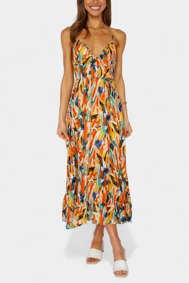 Robe midi Fiona à motif vif