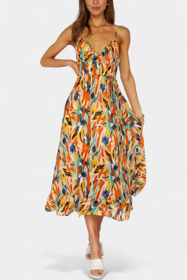 Robe midi Fiona à motif vif