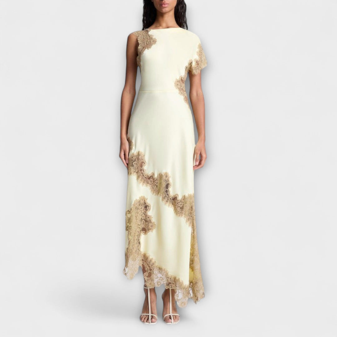 Margaret - Robe longue avec des accents de satin et de dentelle