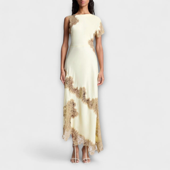 Margaret - Robe longue avec des accents de satin et de dentelle
