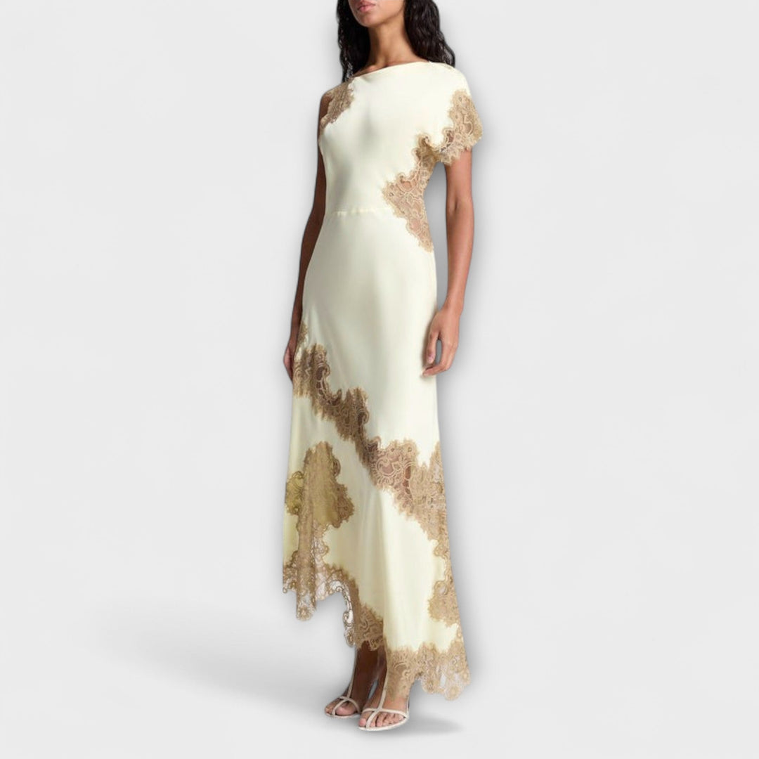 Margaret - Robe longue avec des accents de satin et de dentelle