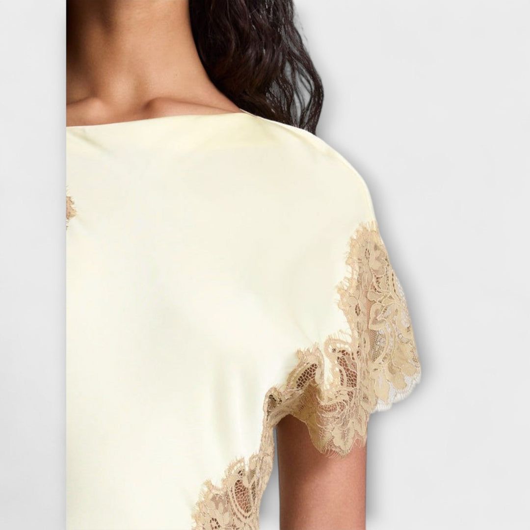 Margaret - Robe longue avec des accents de satin et de dentelle
