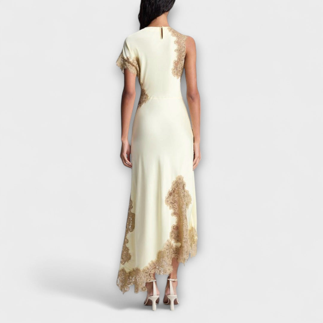 Margaret - Robe longue avec des accents de satin et de dentelle