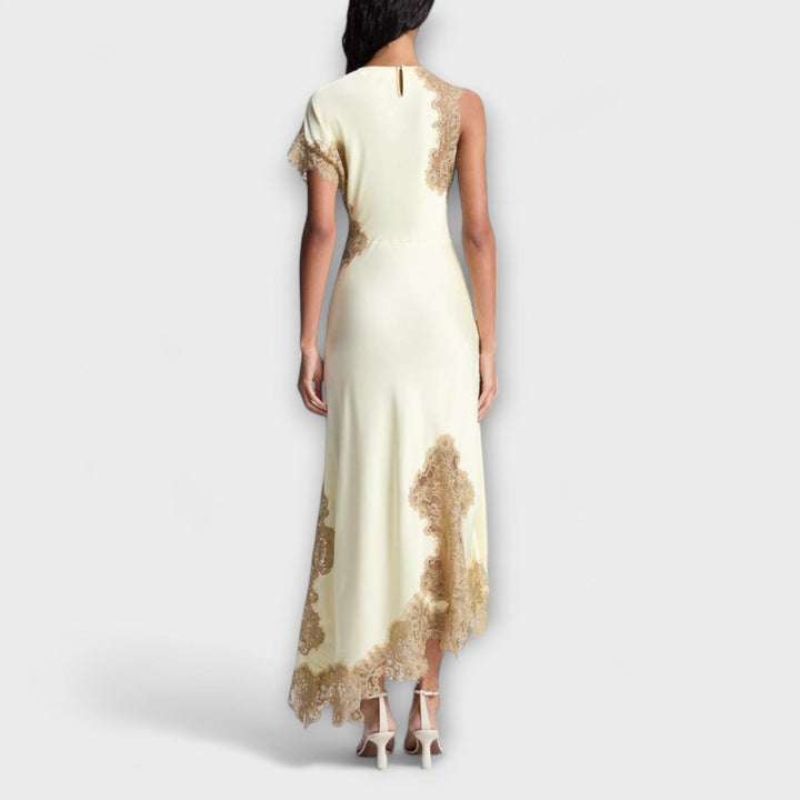 Margaret - Robe longue avec des accents de satin et de dentelle