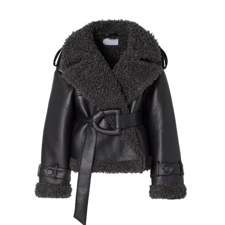 Eullie – Cappotto in montone con cintura dall'eleganza intramontabile