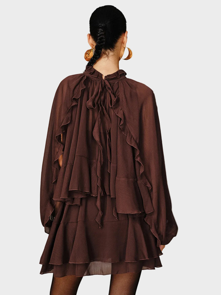 Tiana | Set miniabito in chiffon a balze a strati con sottoveste