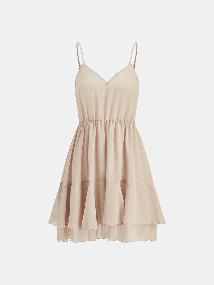 Tiana | Set miniabito in chiffon a balze a strati con sottoveste