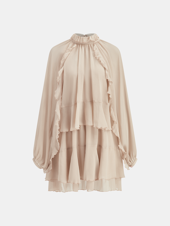 Tiana | Set miniabito in chiffon a balze a strati con sottoveste