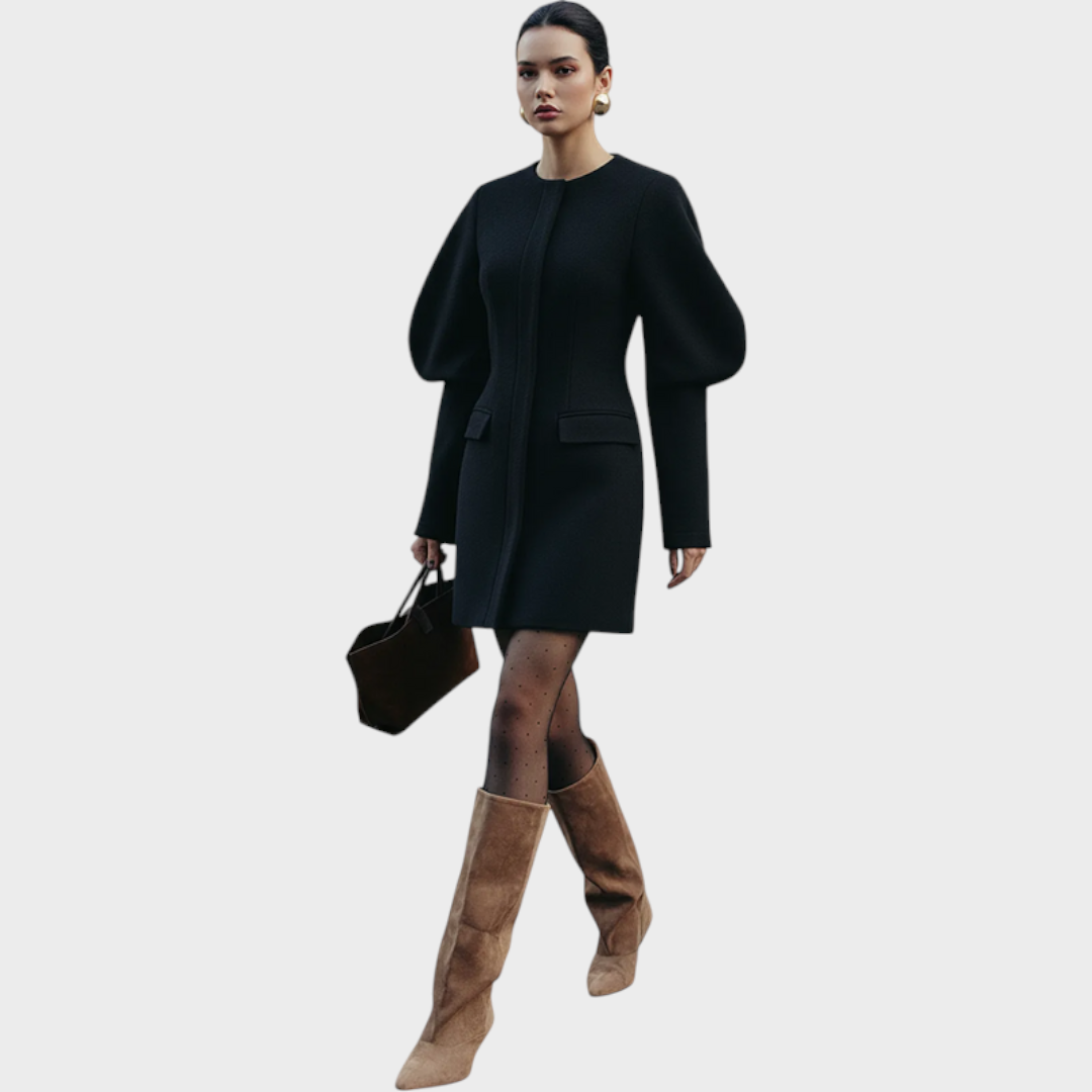 Dessa | Robe courte en tissu léger avec manches bouffantes