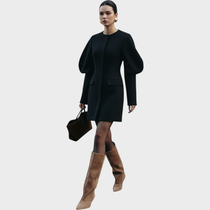 Dessa | Robe courte en tissu léger avec manches bouffantes