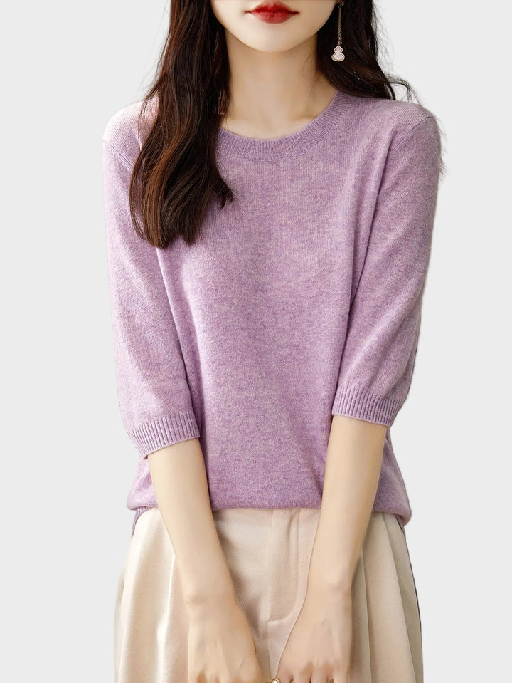 Eureka | 100% Merino Wool Crewneck Half Sleeve Sweater