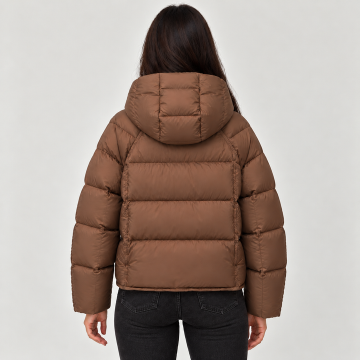 Women's Padded High Neck Puffer Jacket with Hood