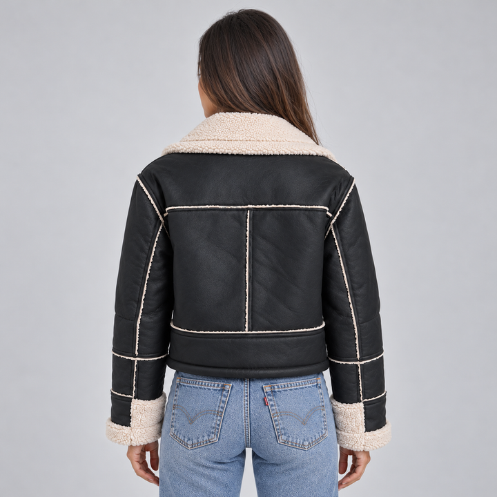 Women's Aviator Jacket with Faux Shearling Collar