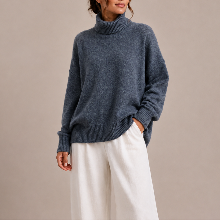 Women's Oversized Turtleneck Sweater, Relaxed Fit Knit