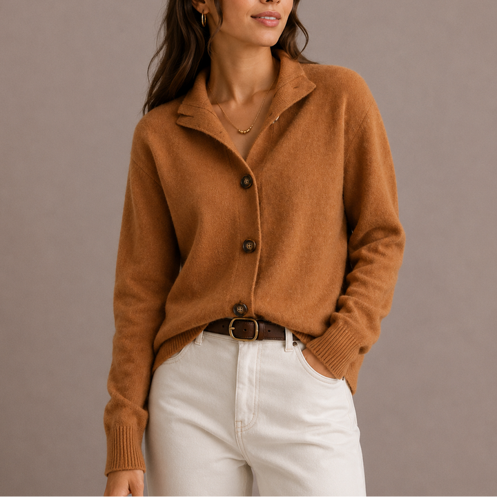 Women's Collared Knit Cardigan, Button-Up Sweater