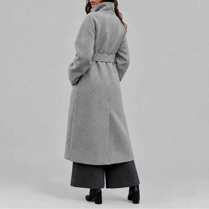 Women's Belted Wrap Coat with Wide Collar