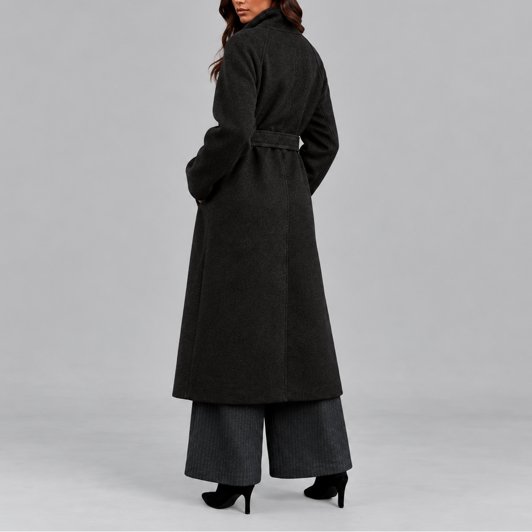Women's Belted Wrap Coat with Wide Collar