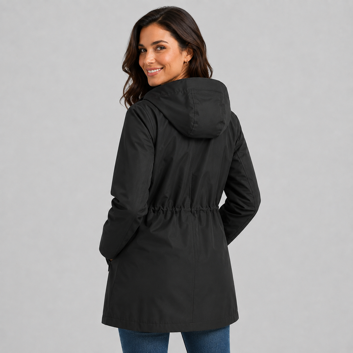 Women's Hooded Raincoat with Check Lining