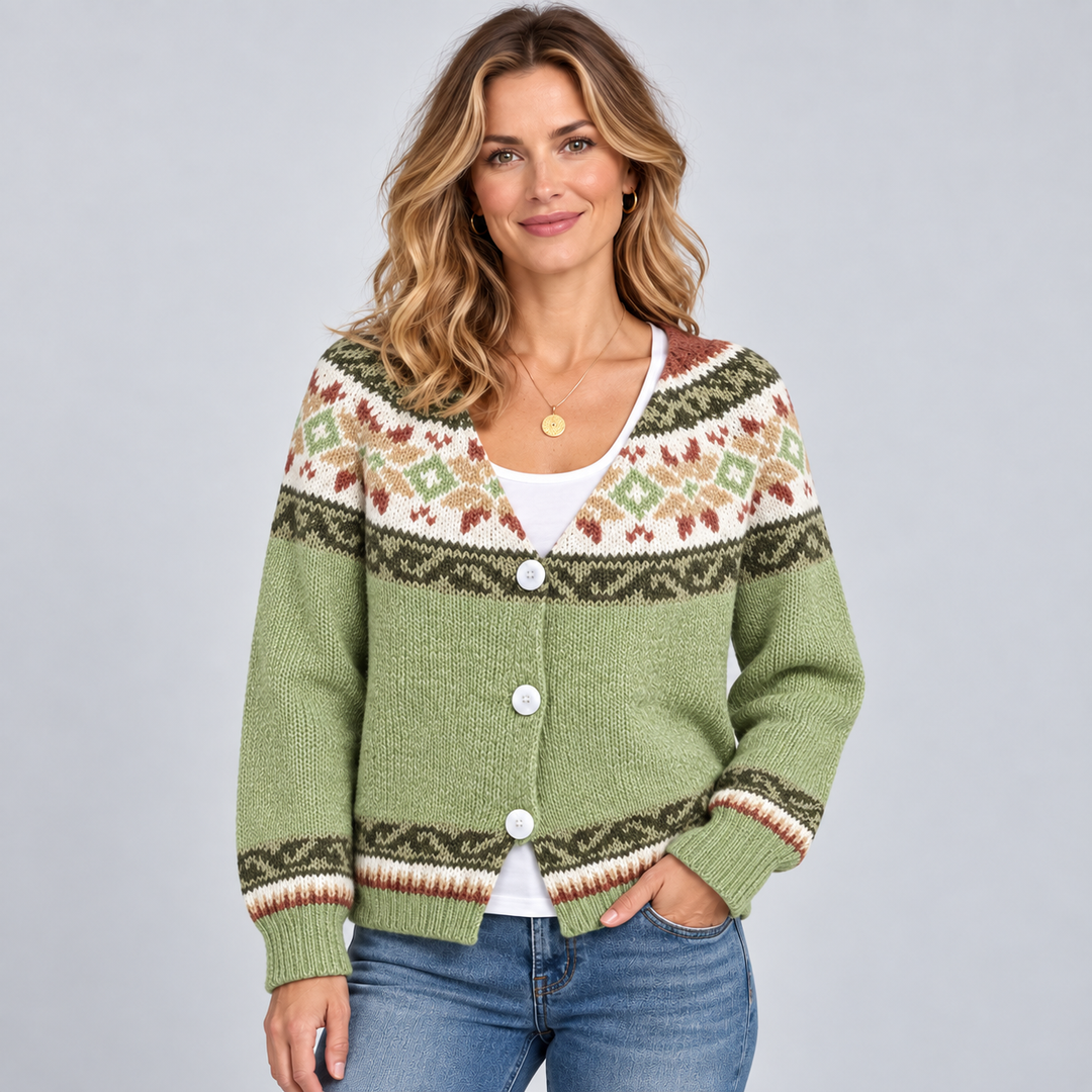 Women's Fair Isle Cardigan with Button Front