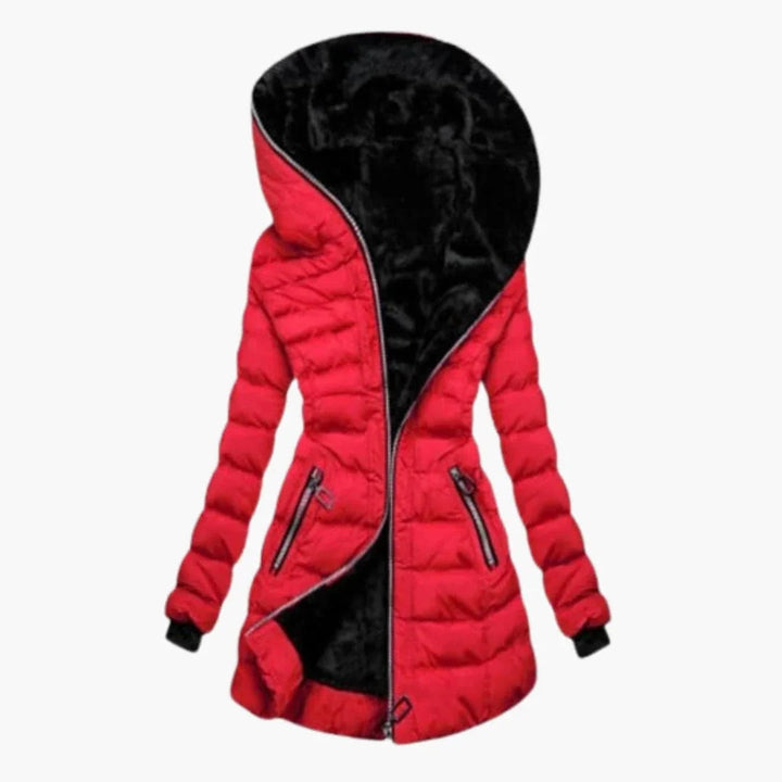 Effortless Quilted Puffer Jacket for Women with Hooded Long Sleeve Faux Fur Lined Longline Winter Style