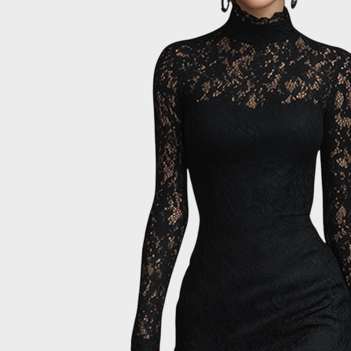 Fern | Abito lungo a sirena in pizzo stretch elegante nero