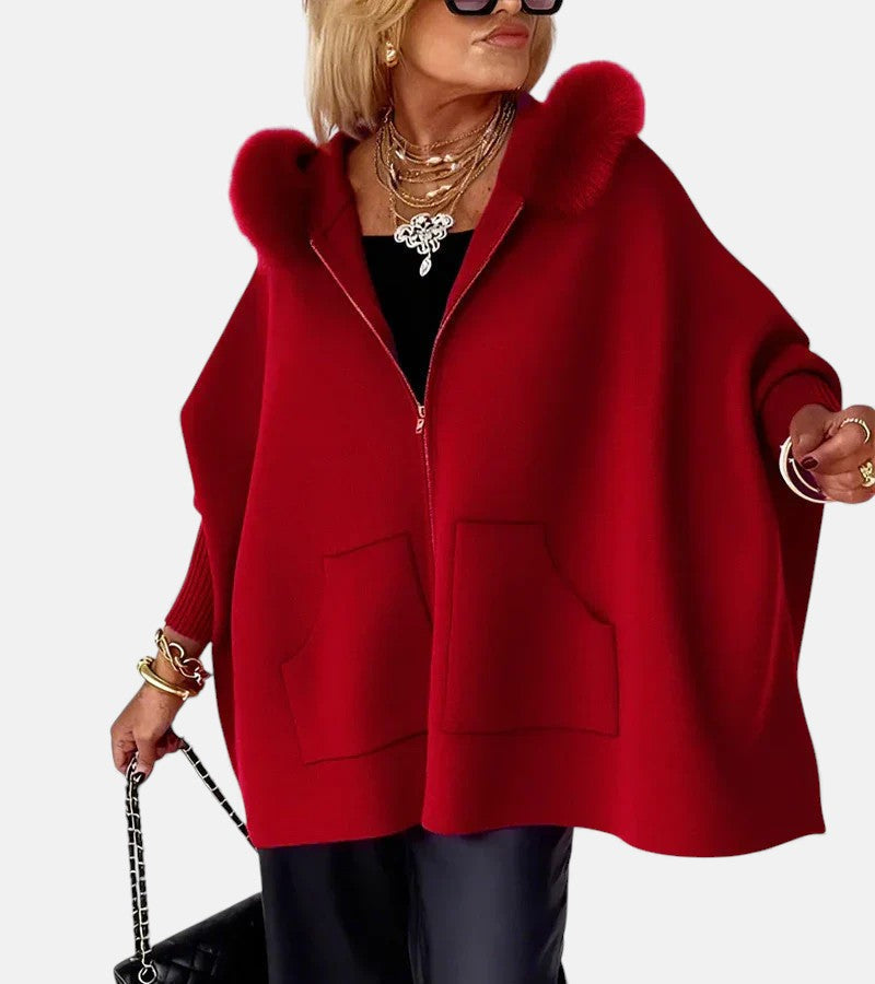 Minerva – Manteau décontracté à capuche avec col en fourrure