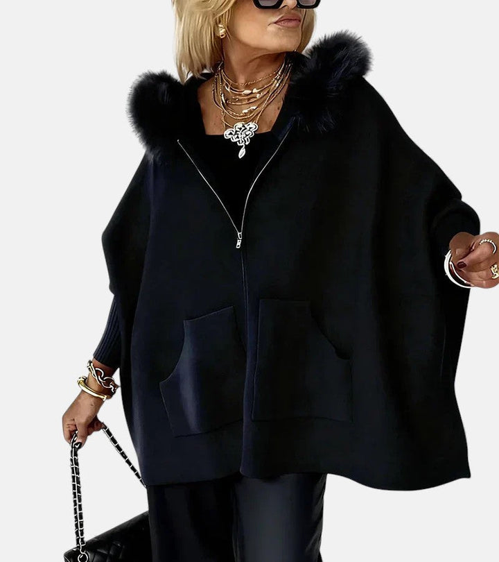 Minerva – Manteau décontracté à capuche avec col en fourrure