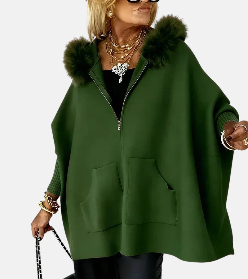 Minerva – Manteau décontracté à capuche avec col en fourrure