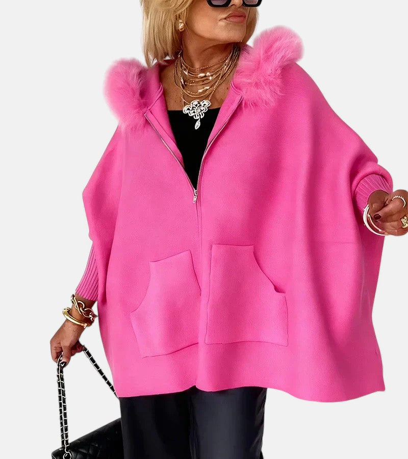 Minerva – Manteau décontracté à capuche avec col en fourrure