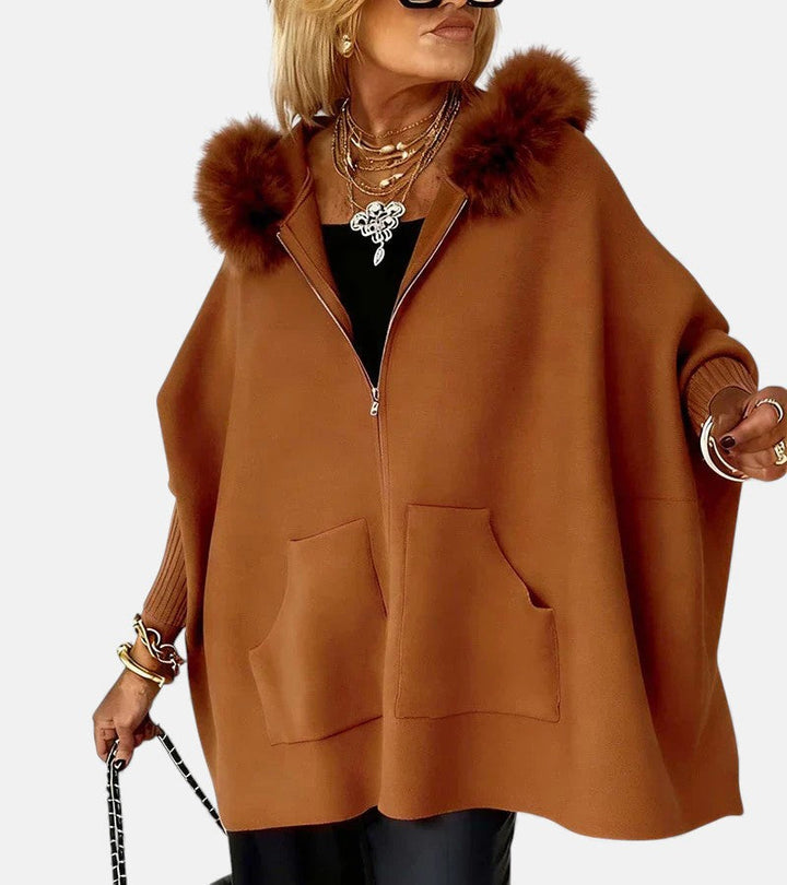 Minerva – Manteau décontracté à capuche avec col en fourrure