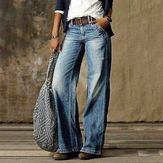 Lina - Jeans a Gamba Larga Stile Retrò