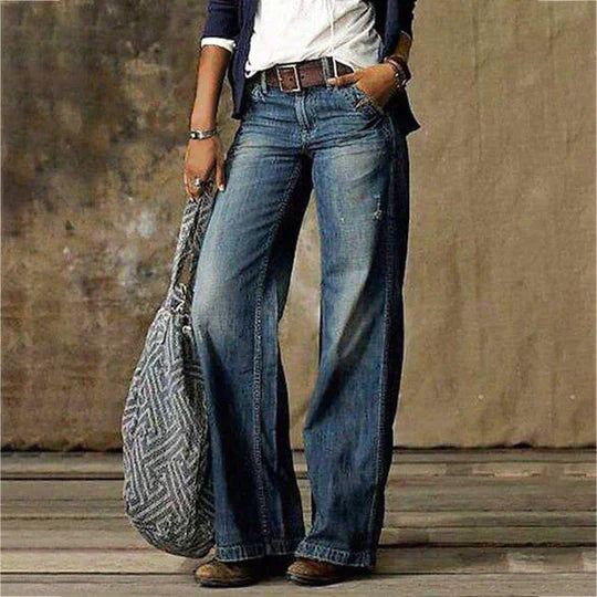 Lina - Jeans a Gamba Larga Stile Retrò