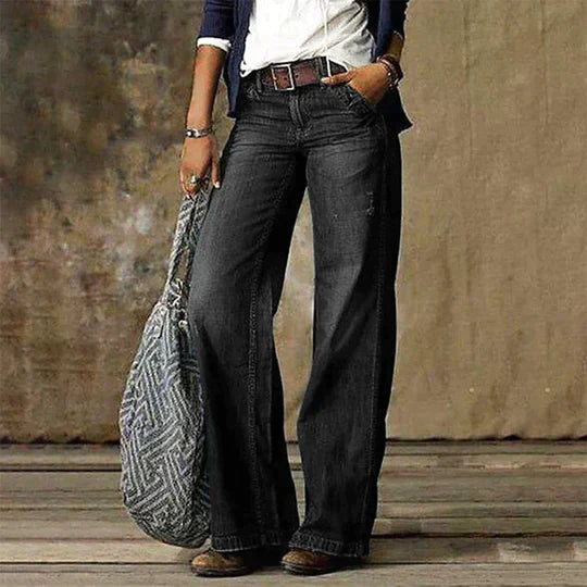 Lina - Jeans a Gamba Larga Stile Retrò