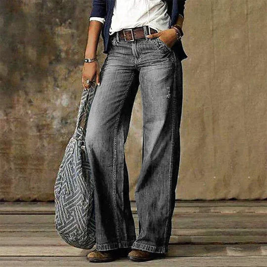Lina - Jeans a Gamba Larga Stile Retrò