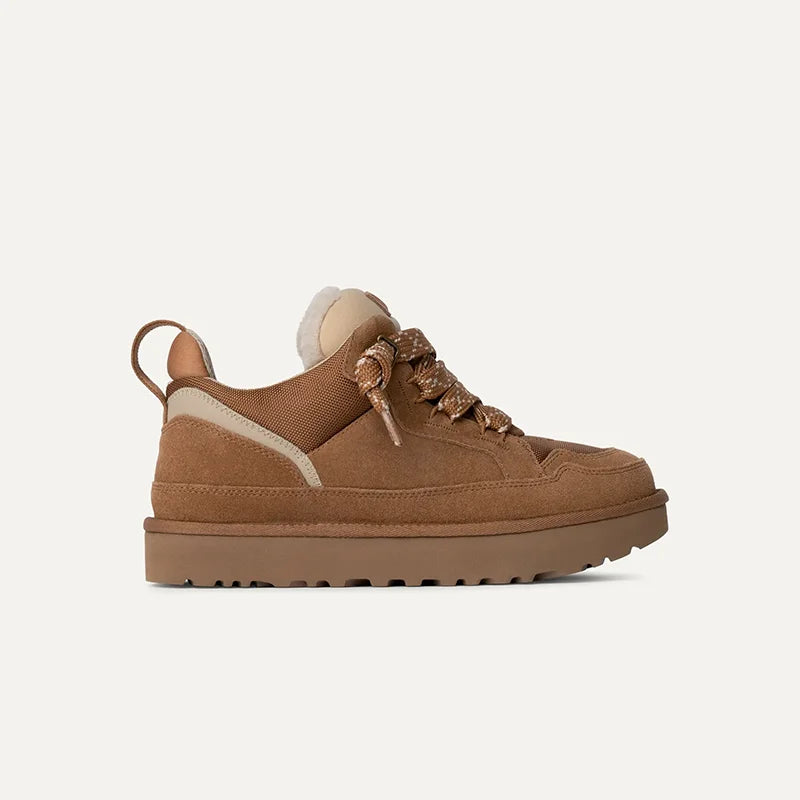Fleece-Lined Suede Platform Sneakers for Winter