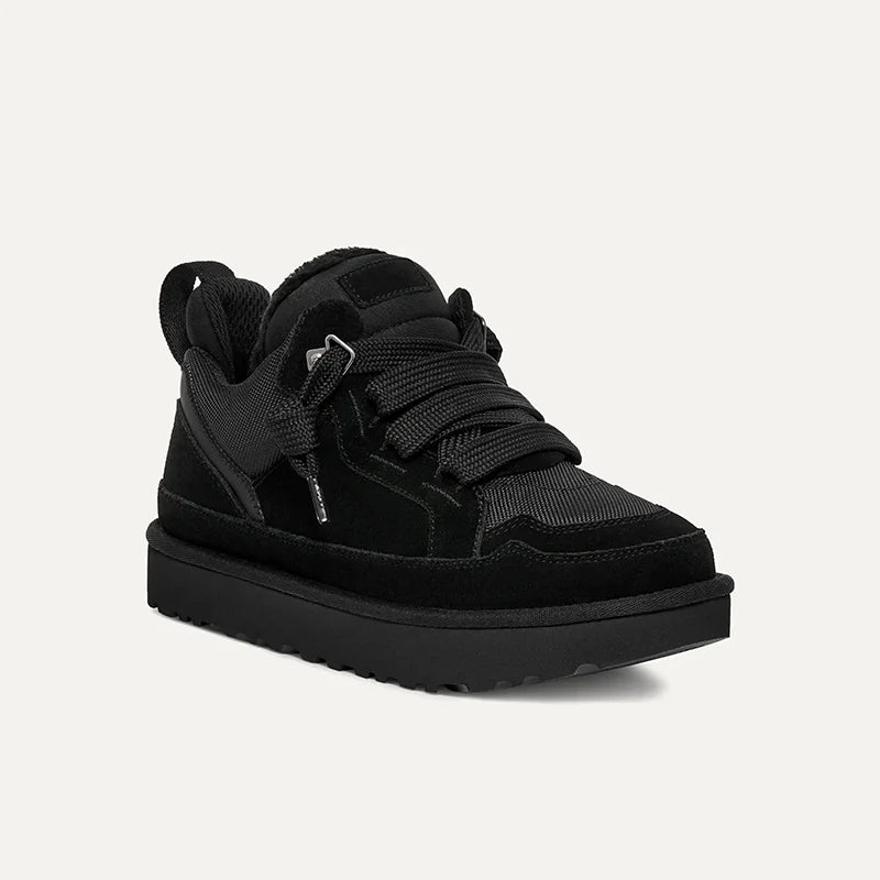 Fleece-Lined Suede Platform Sneakers for Winter