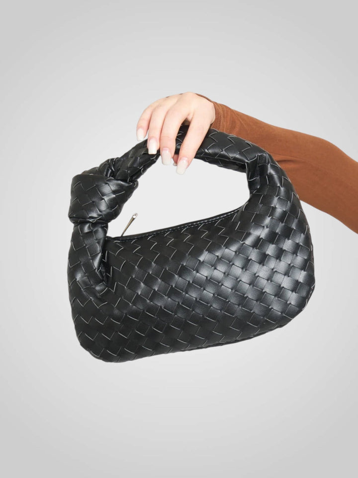 Aura | Mini Borsa con Manico a Nodo Intrecciato in Ecopelle Color Vino