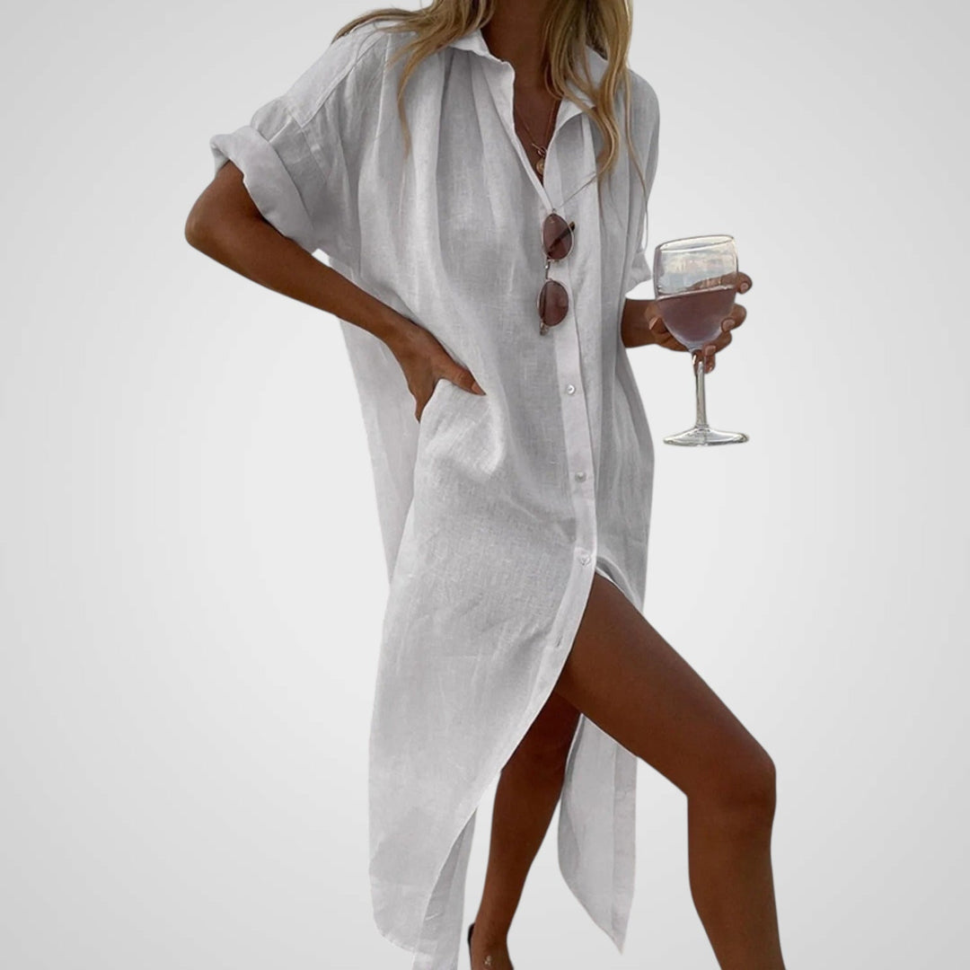 Mary | Women's Long Blouse - Lightweight Linen Blend & Comfortable Fit