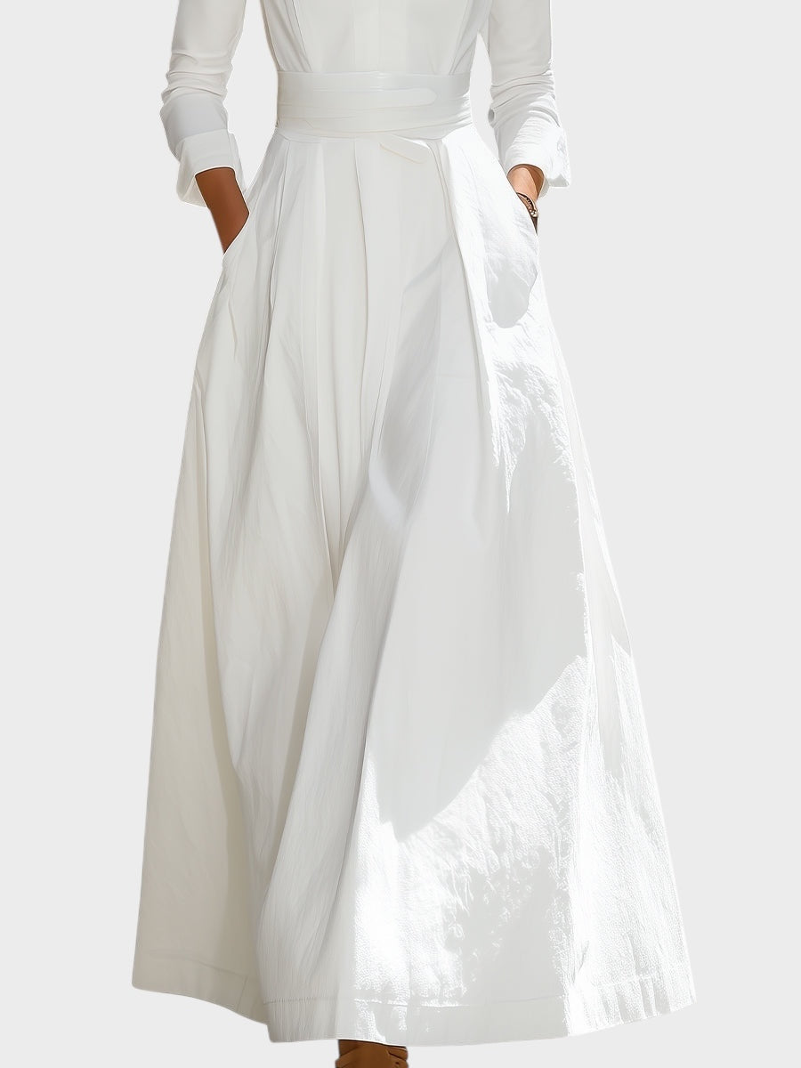 Abito Lungo Maxi Bianco con Linea Strutturata