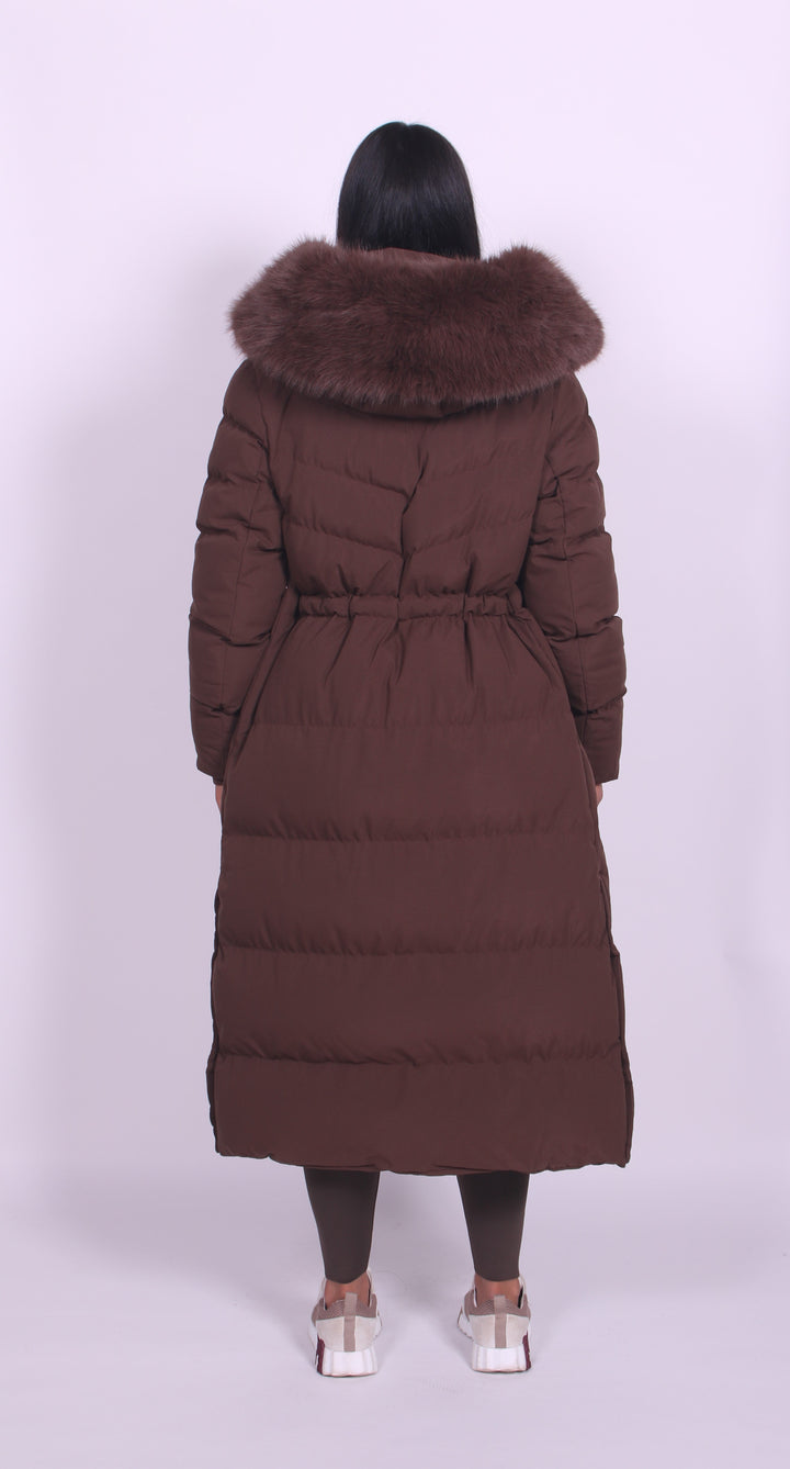 Alissa - Manteau long d'hiver à capuche fourrée