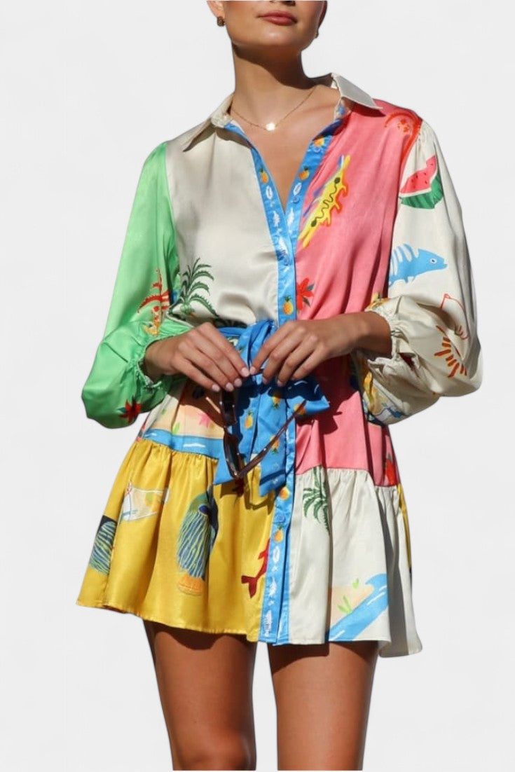 Mini-robe Fallon à motif multicolore