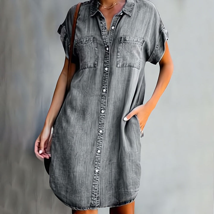 Abito a camicia con bottoni | Vestito di jeans classico da donna