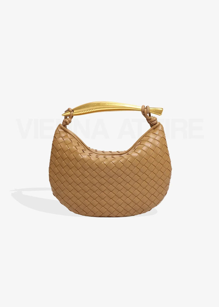 Alexandra – Borsa con Motivo Intrecciato e Manico Dorato