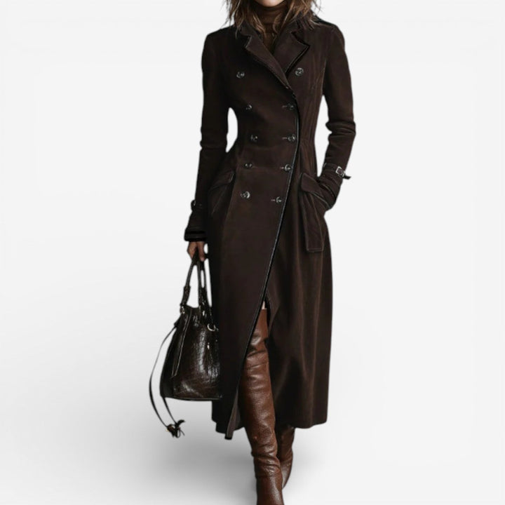 Amarah – Trench in pelle scamosciata lunga