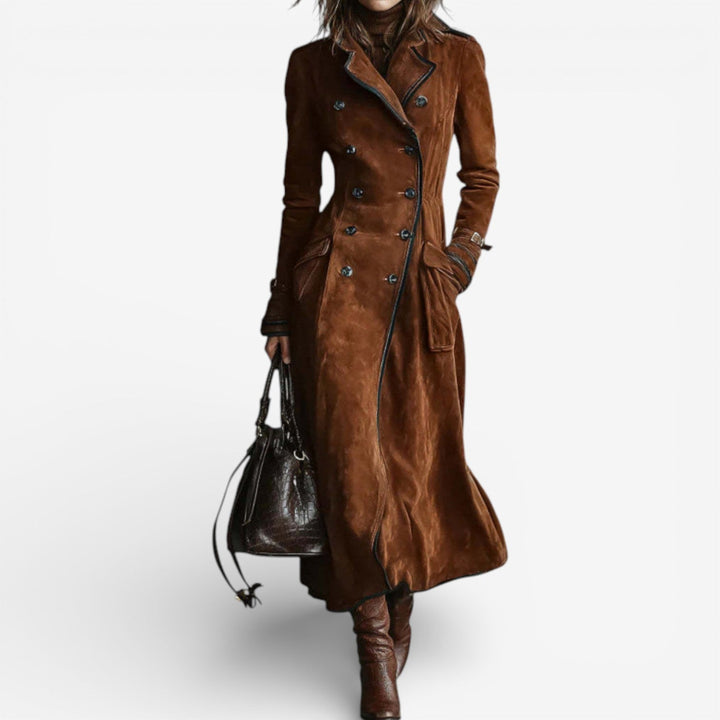 Amarah – Trench in pelle scamosciata lunga