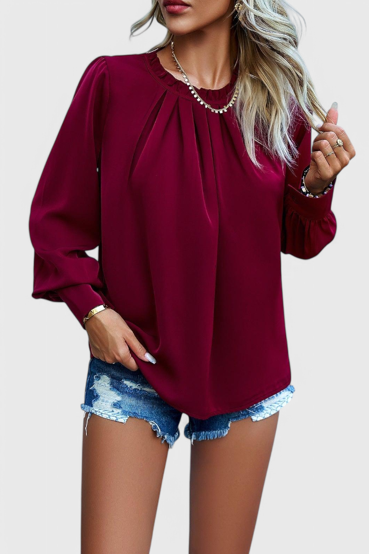 Camicia Dottie a maniche lunghe con colletto in pizzo